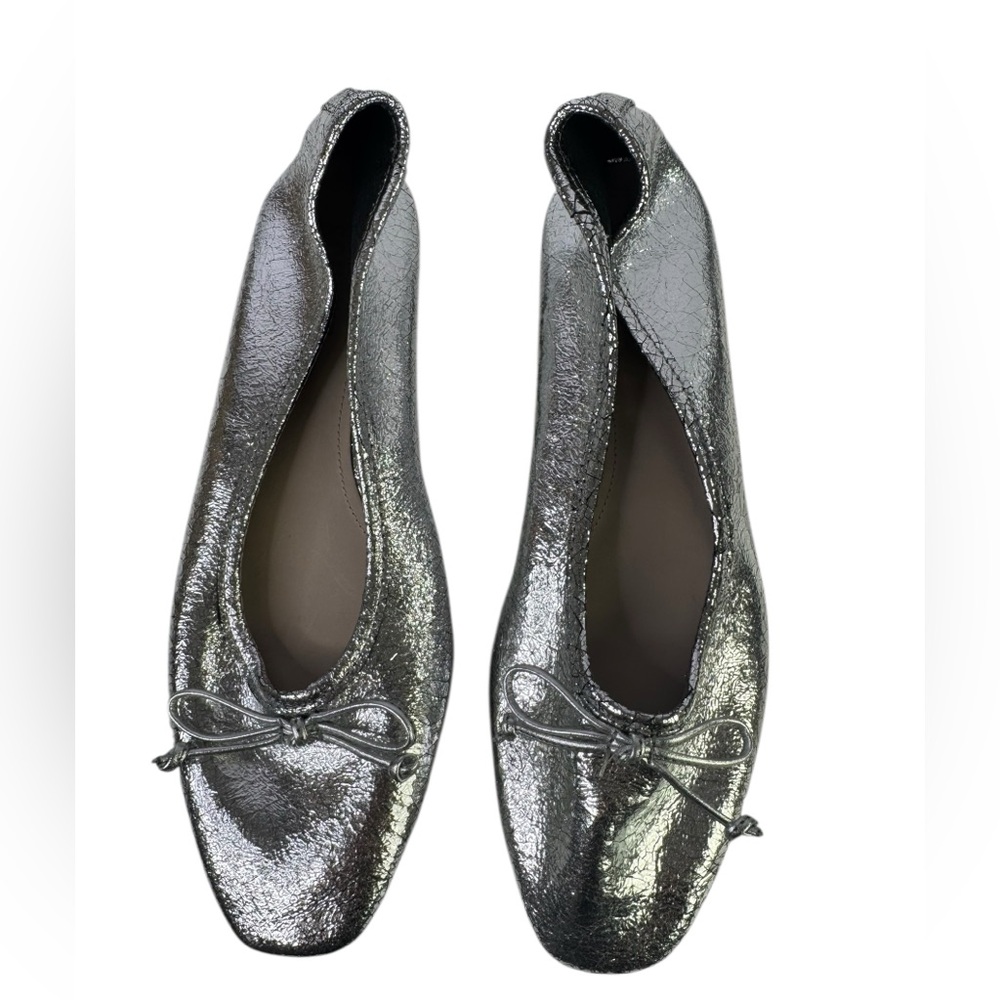 SCHUTZ Metallic Silver Ballet Flats